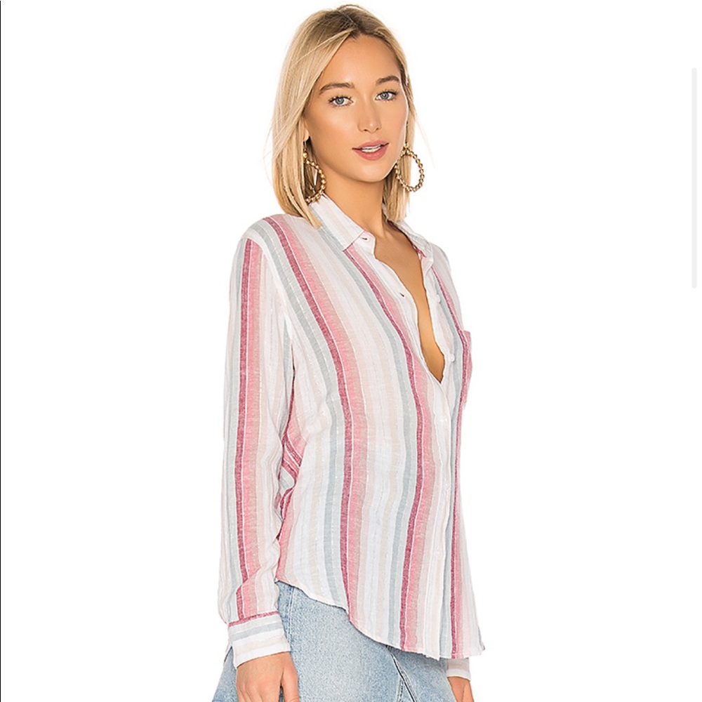 Rails “Charli” Button Down Top in Tropic Stripe